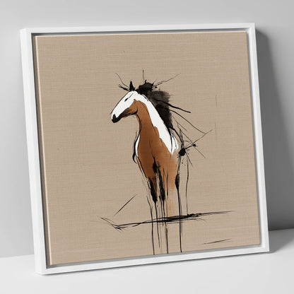 Raw Equine Spirit horse portrait canvas wall art in white frame