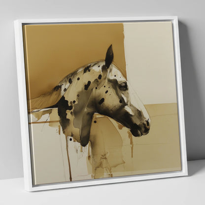 Spotted Sepia Study horse breed canvas wall art in white frame