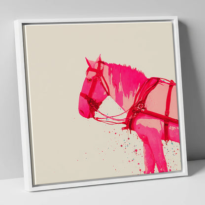 Vibrant Harness Profile working horse canvas wall art in white frame