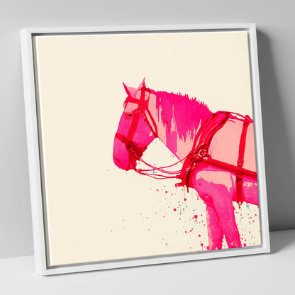 Vibrant Harness Profile working horse canvas wall art in white frame