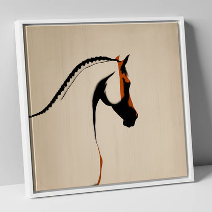 The Plaited Crest horse breed canvas wall art in white frame
