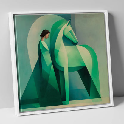 Facets of Connection horse & rider canvas wall art in white frame