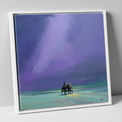Twilight Harness working horse canvas wall art in white frame