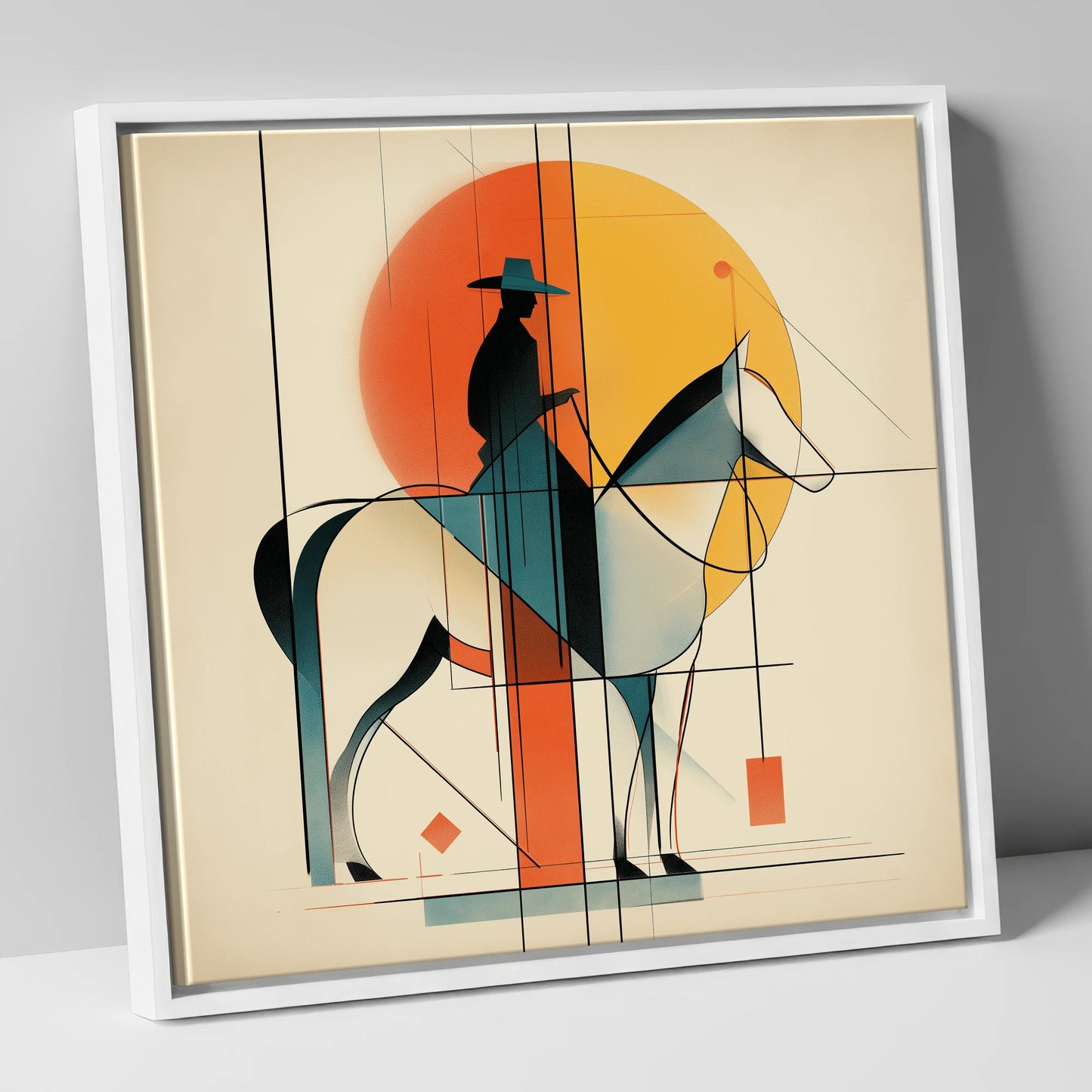 Structured Western Horizon western horse canvas wall art in white frame
