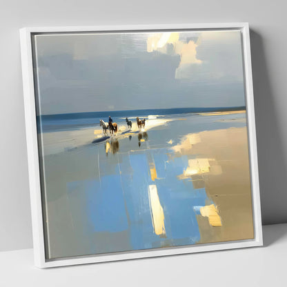 Coastal Hack Reflections horse landscape canvas wall art in white frame