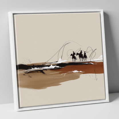Riders of the Plains western horse canvas wall art in white frame