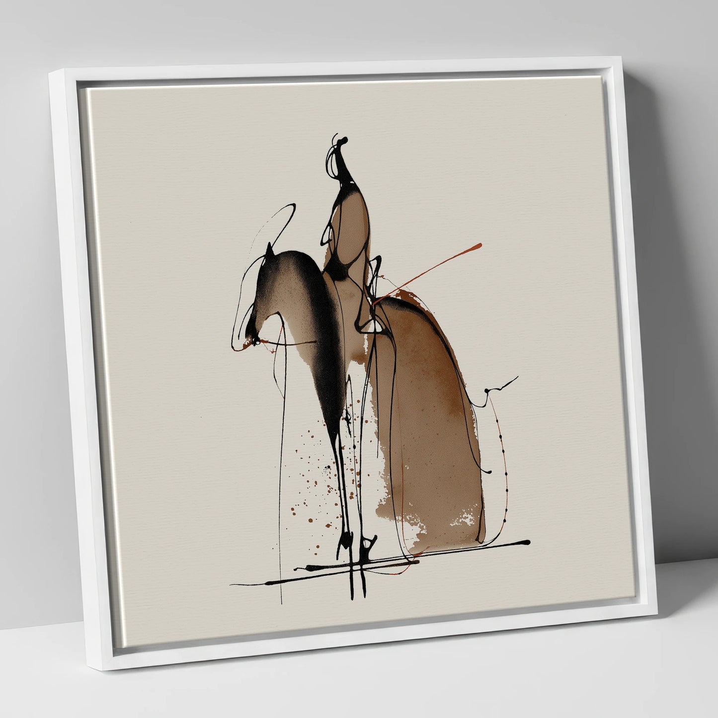 Collected Elegance dressage horse canvas wall art in white frame