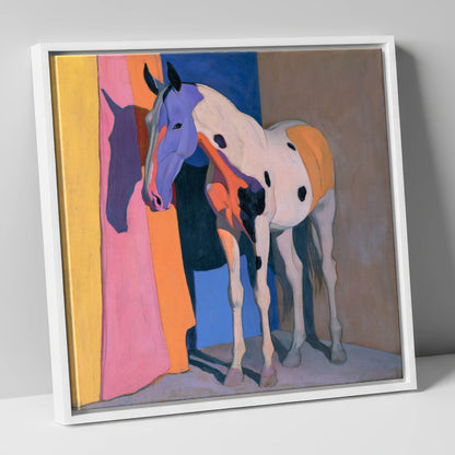 Appaloosa Horse With Violet Shadows horse breed canvas wall art in white frame