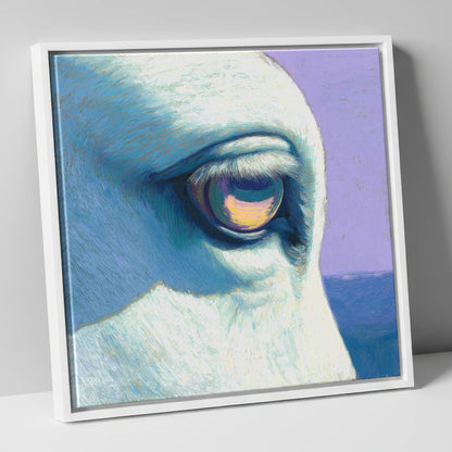 The Serene Gaze horse portrait canvas wall art in white frame