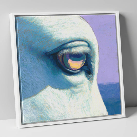 The Serene Gaze horse portrait canvas wall art in white frame
