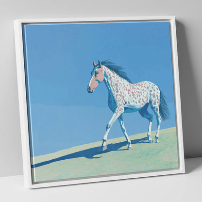 Appaloosa On The Ridge horse breed canvas wall art in white frame