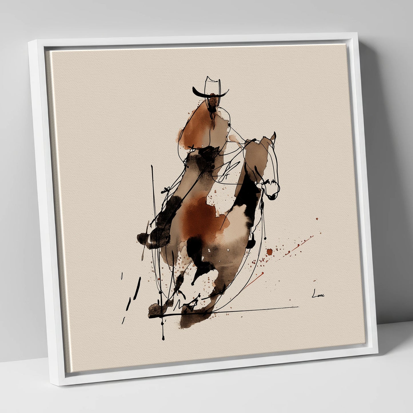 Western Momentum western horse canvas wall art in white frame