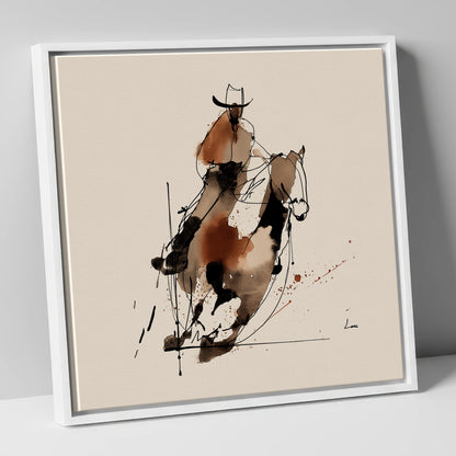 Western Momentum western horse canvas wall art in white frame