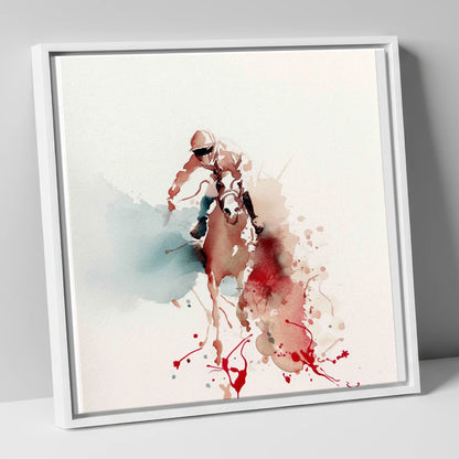 The Final Furlong racing horse canvas wall art in white frame