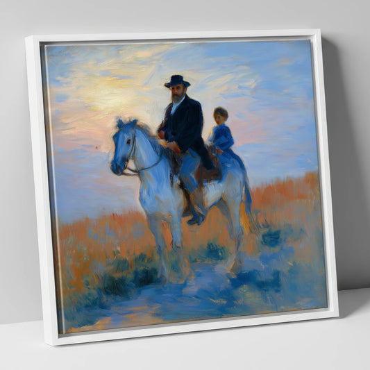 The Luminous Ride horse & rider canvas wall art in white frame