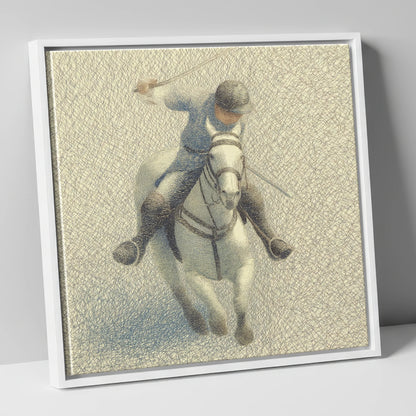 Midfield Precision polo horse canvas wall art in white frame