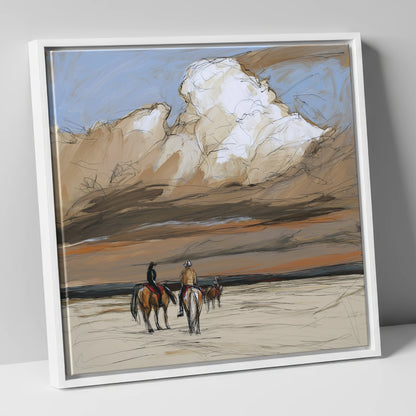 Boundless Skies horse landscape canvas wall art in white frame