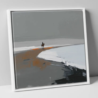 The Solitary Hack horse landscape canvas wall art in white frame