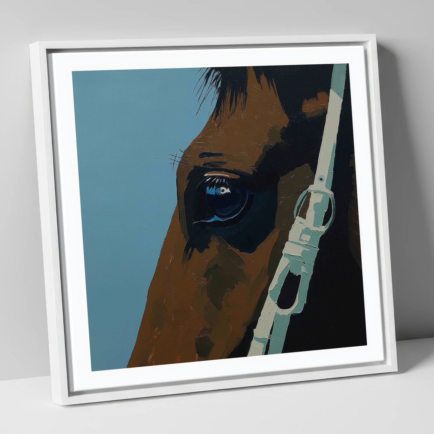 Quiet Observation horse portrait canvas wall art in white frame