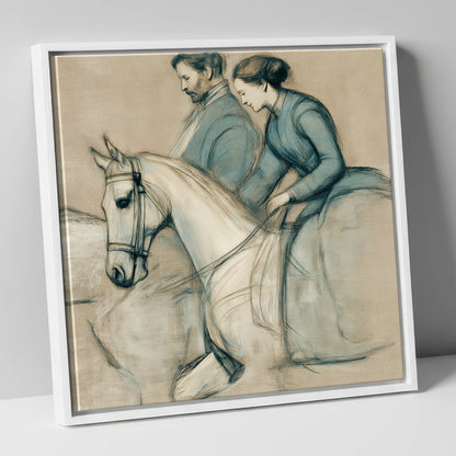 The Shared Journey horse & rider canvas wall art in white frame