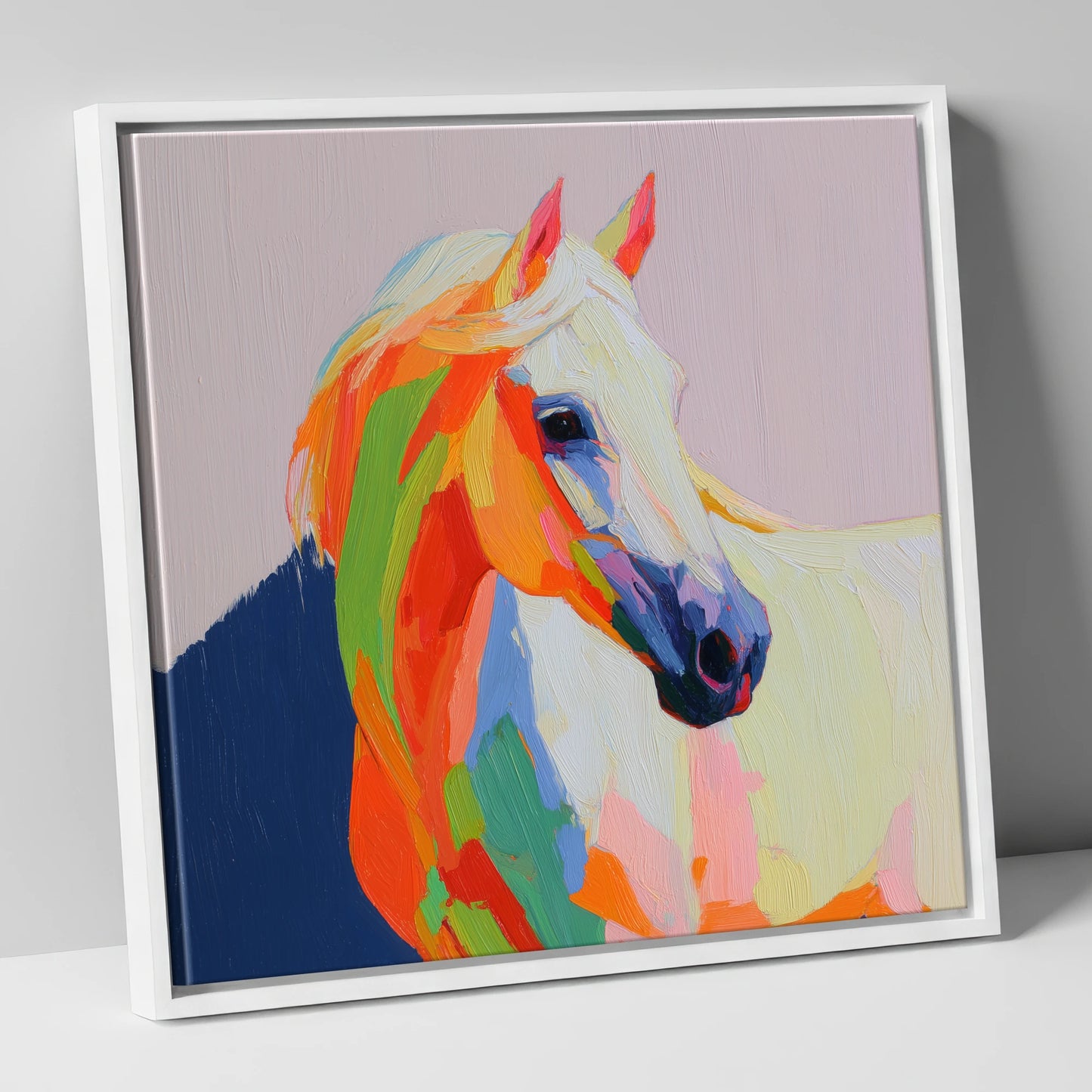 Vivid Equine Profile horse breed canvas wall art in white frame