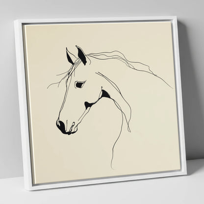 Elegant Equine Silhouette horse breed canvas wall art in white frame
