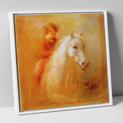 The Bareback Bond horse & rider canvas wall art in white frame
