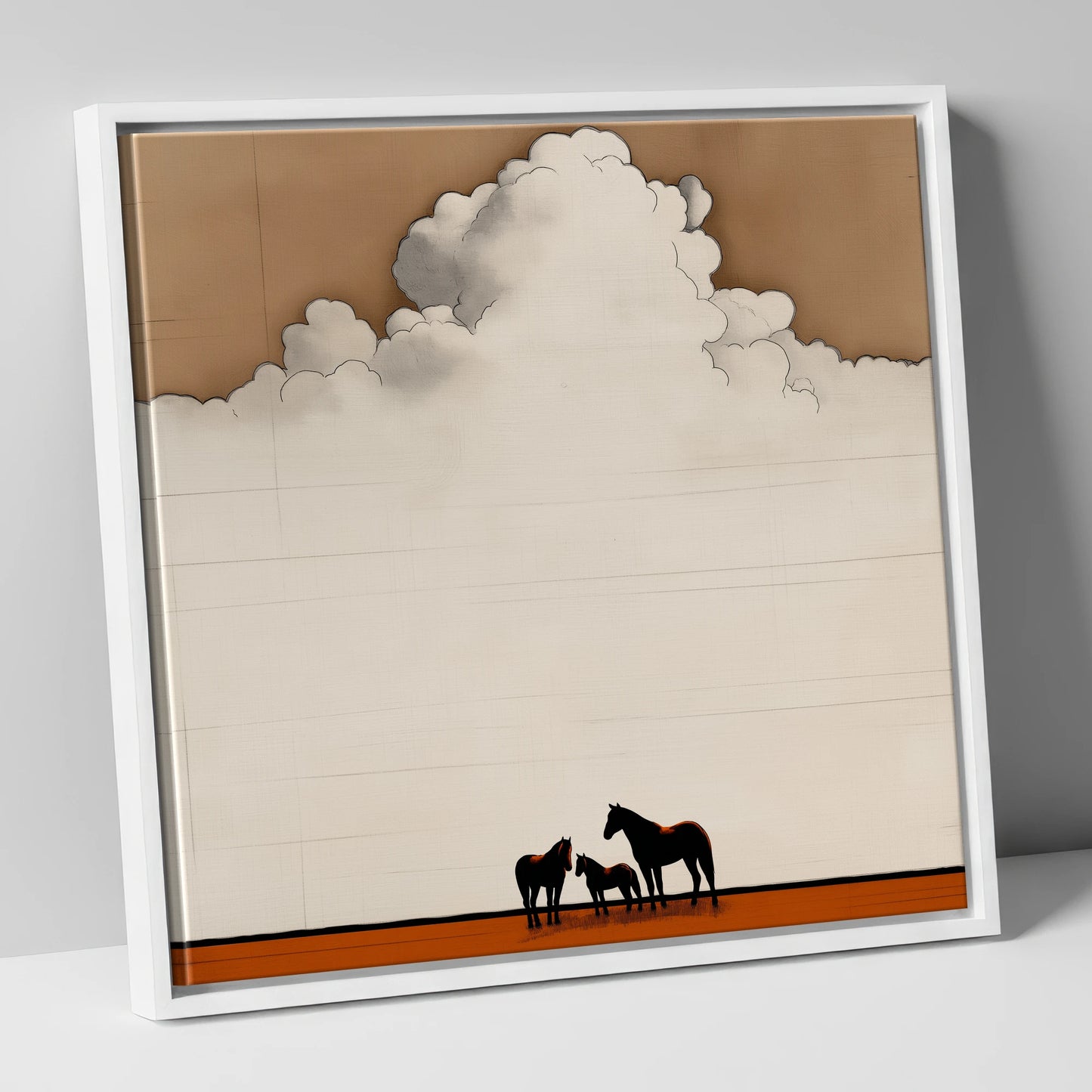 Under the Endless Sky horse landscape canvas wall art in white frame