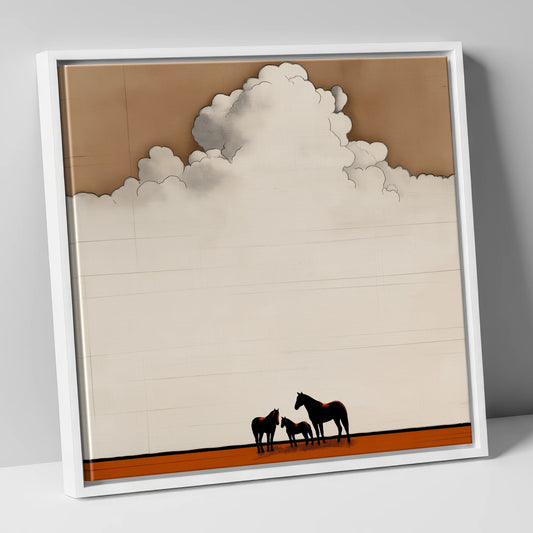 Under the Endless Sky horse landscape canvas wall art in white frame