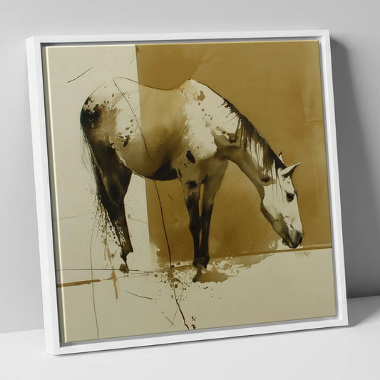 Sepia Ink Appaloosa horse breed canvas wall art in white frame