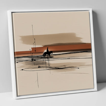 The Solitary Trail western horse canvas wall art in white frame