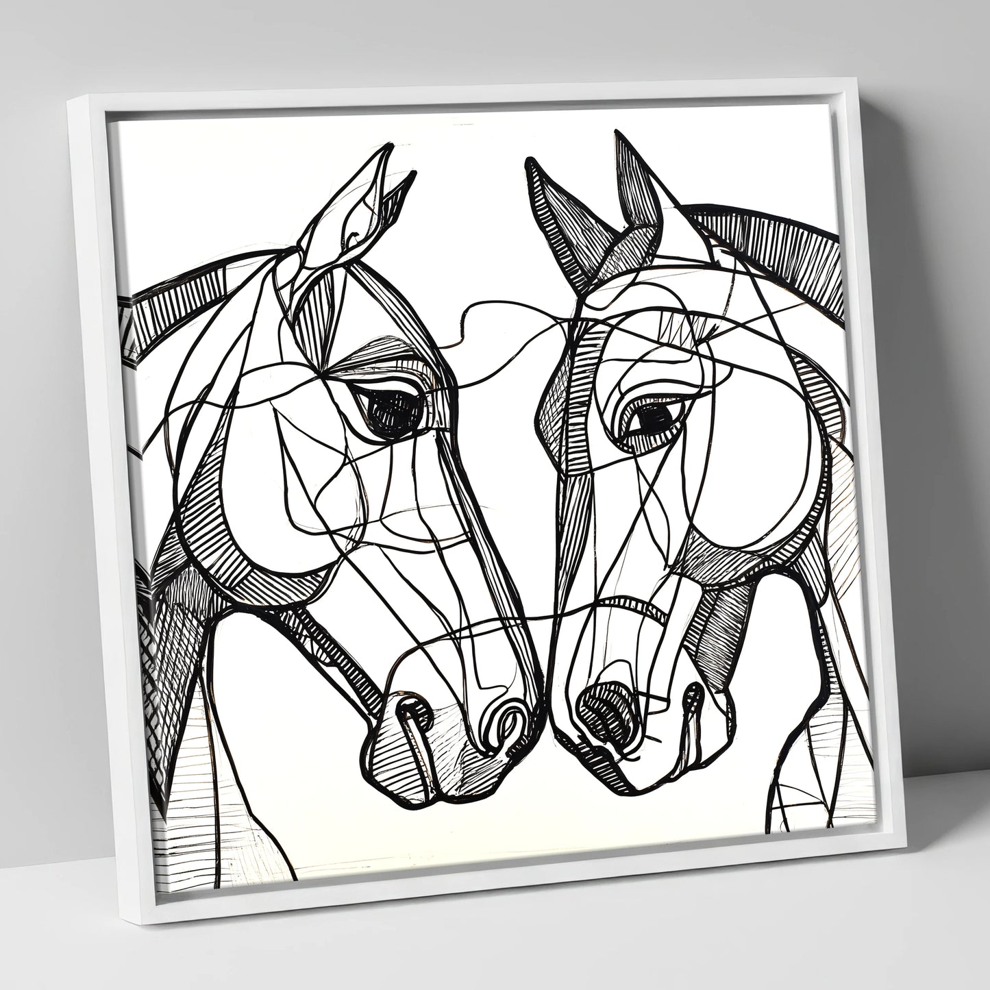 Structural Equine Bond horse portrait canvas wall art in white frame