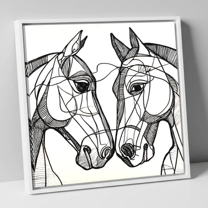 Structural Equine Bond horse portrait canvas wall art in white frame