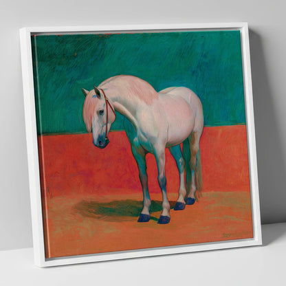The Painted Grey horse breed canvas wall art in white frame