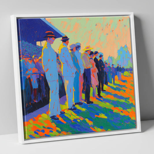 Trackside Anticipation racing horse canvas wall art in white frame