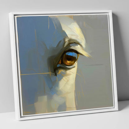 Soul of the Grey horse portrait canvas wall art in white frame