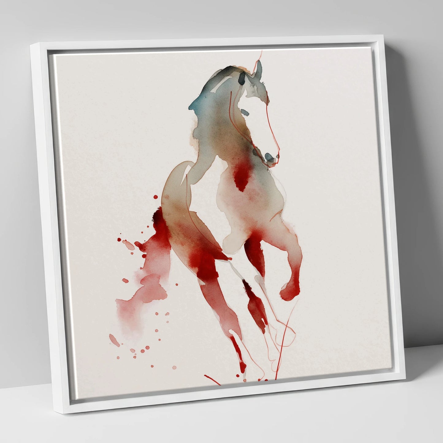 Visceral Dressage Form dressage horse canvas wall art in white frame