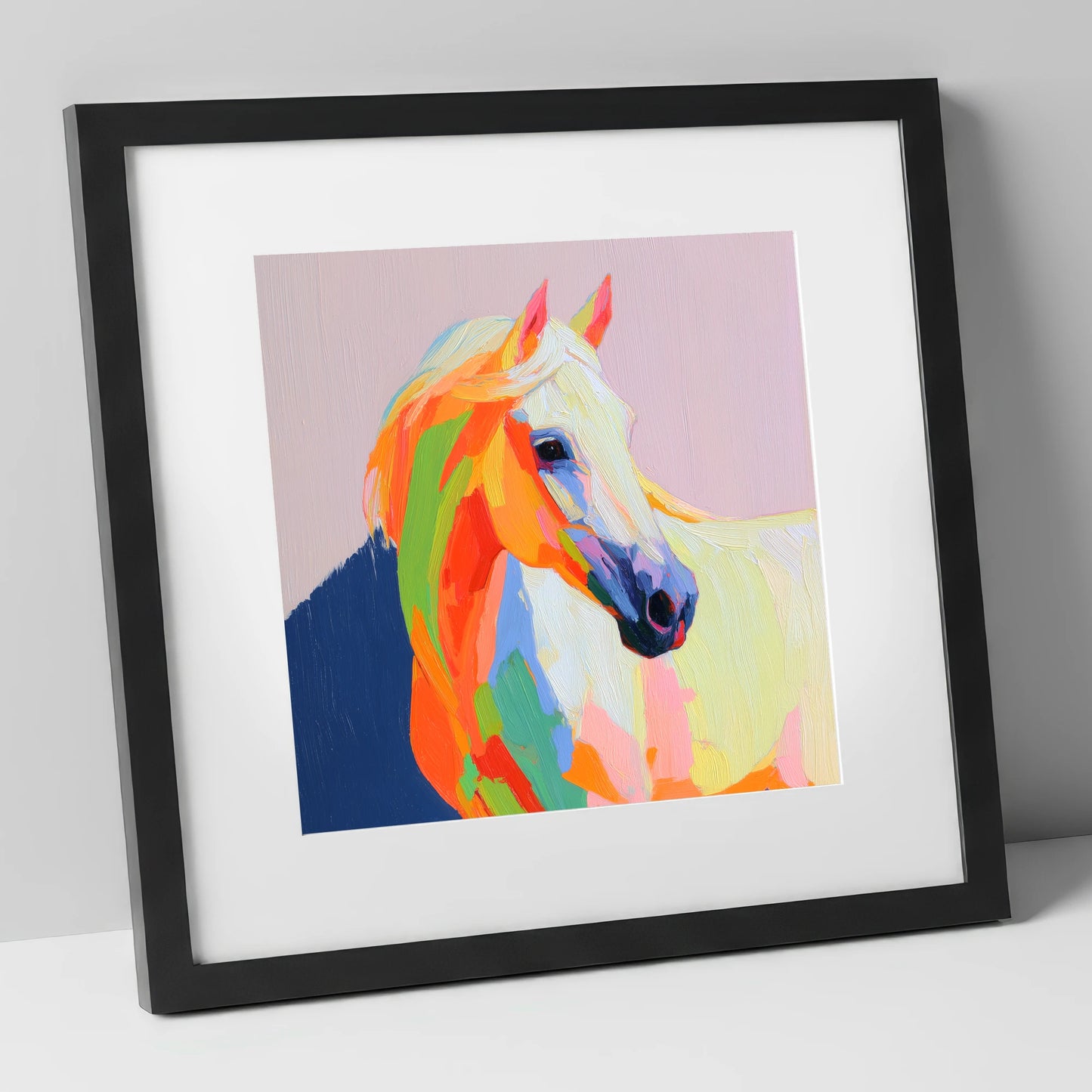 Vivid Equine Profile horse breed art print in black frame