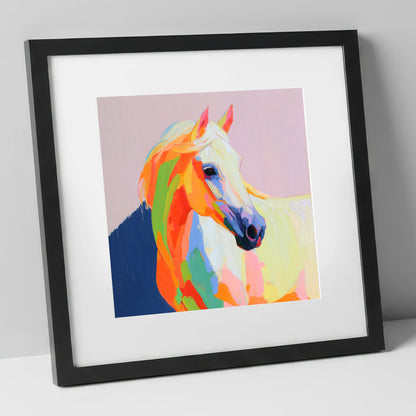 Vivid Equine Profile horse breed art print in black frame