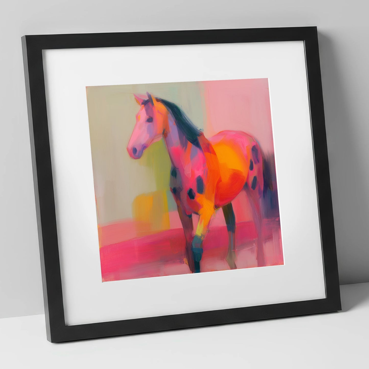 Vivid Appaloosa Spirit horse breed art print in black frame