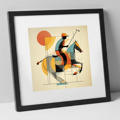 Rhythm of the Chukka polo horse art print in black frame