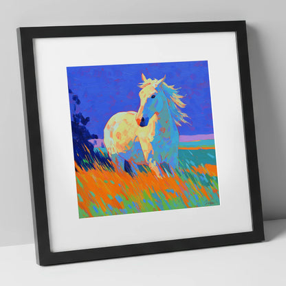 Vibrant Equine Spirit horse portrait art print in black frame