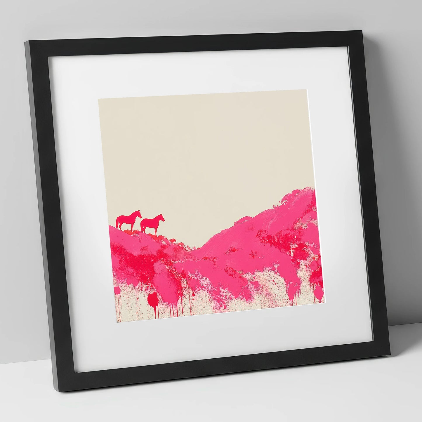 Magenta Ridge horse landscape art print in black frame