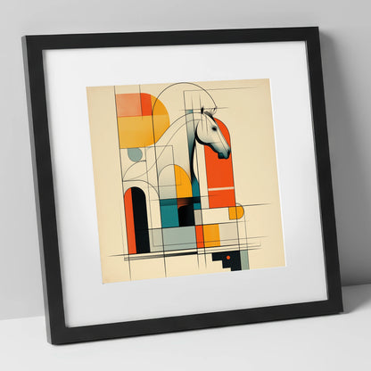 Architectural Equine Profile horse stable art print in black frame