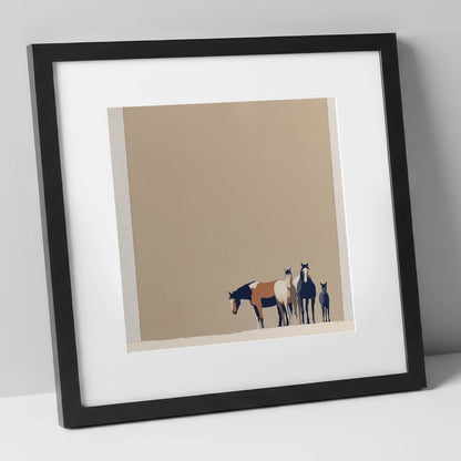 Quiet Desert Herd wild horses art print in black frame
