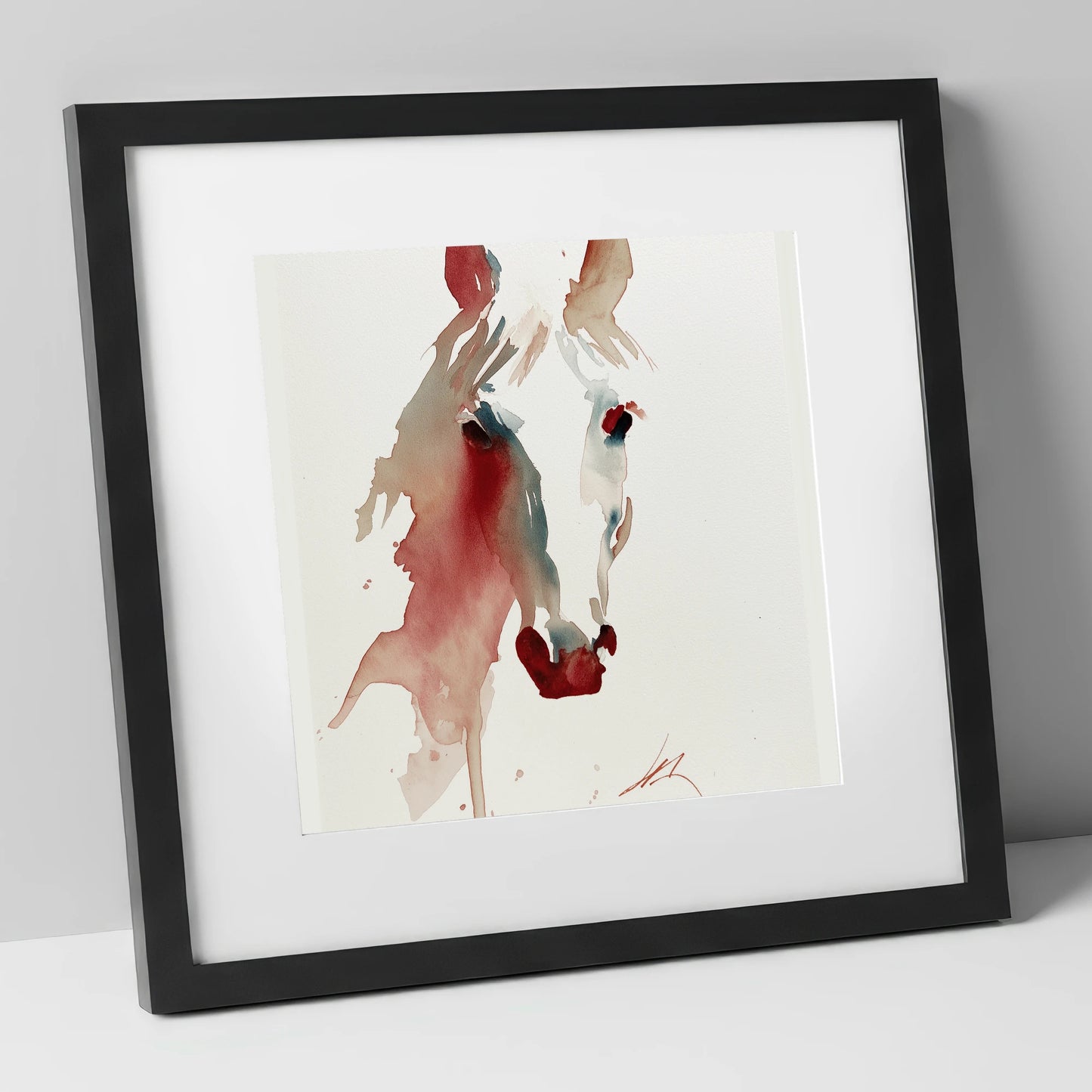 Fluid Crimson Portrait horse portrait art print in black frame