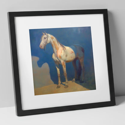 The Soulful Skewbald horse breed art print in black frame