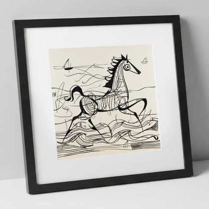 Structural Seaside Canter beach horse art print in black frame