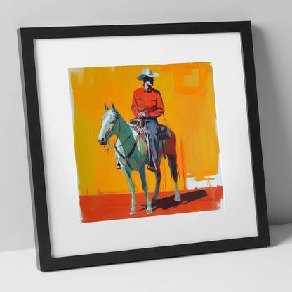 The Bright Frontier western horse art print in black frame