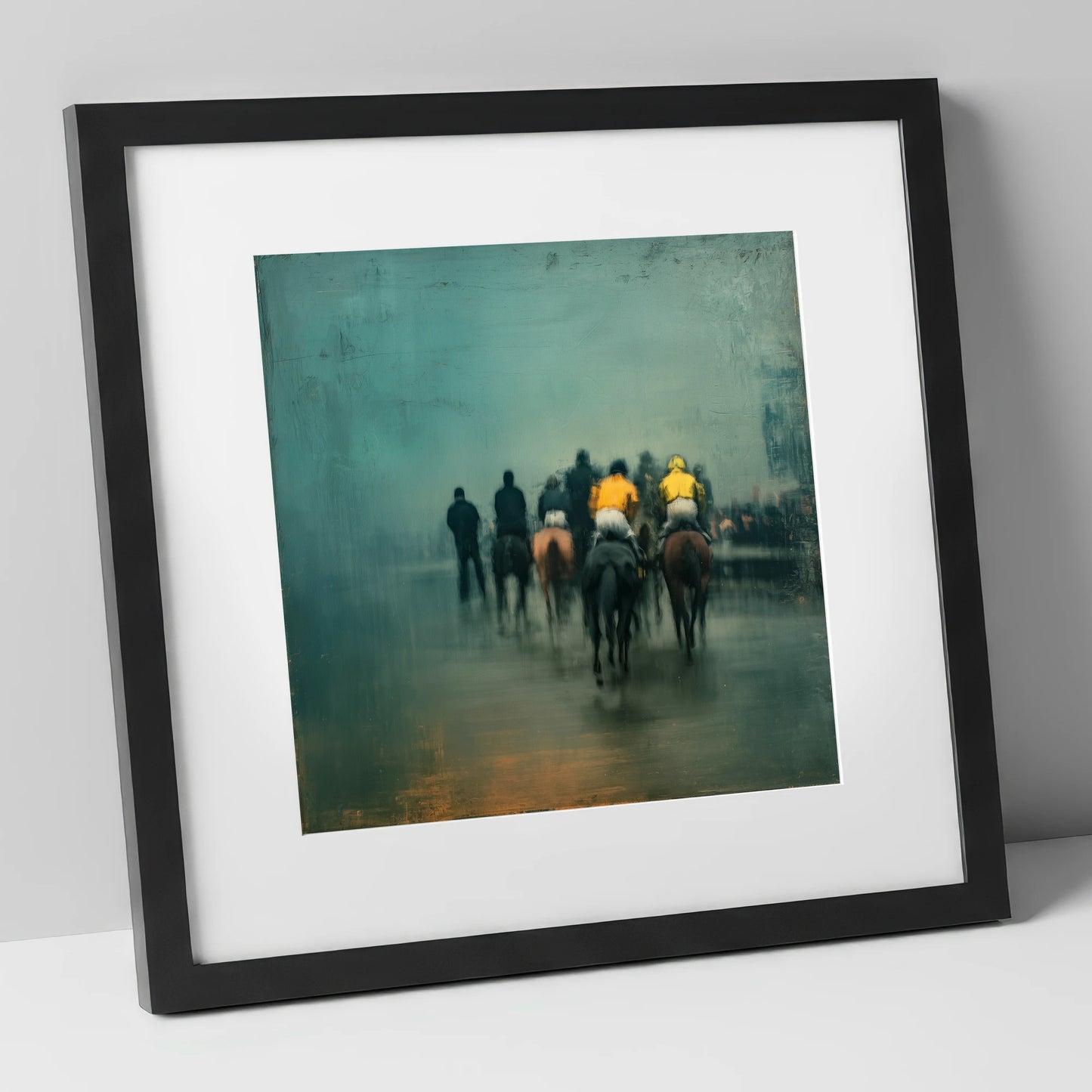 The Early Lot racing horse art print in black frame